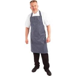 Whites Chefs Clothing Butchers Navy Stripe Extra Large [A662] Apron White, Blue